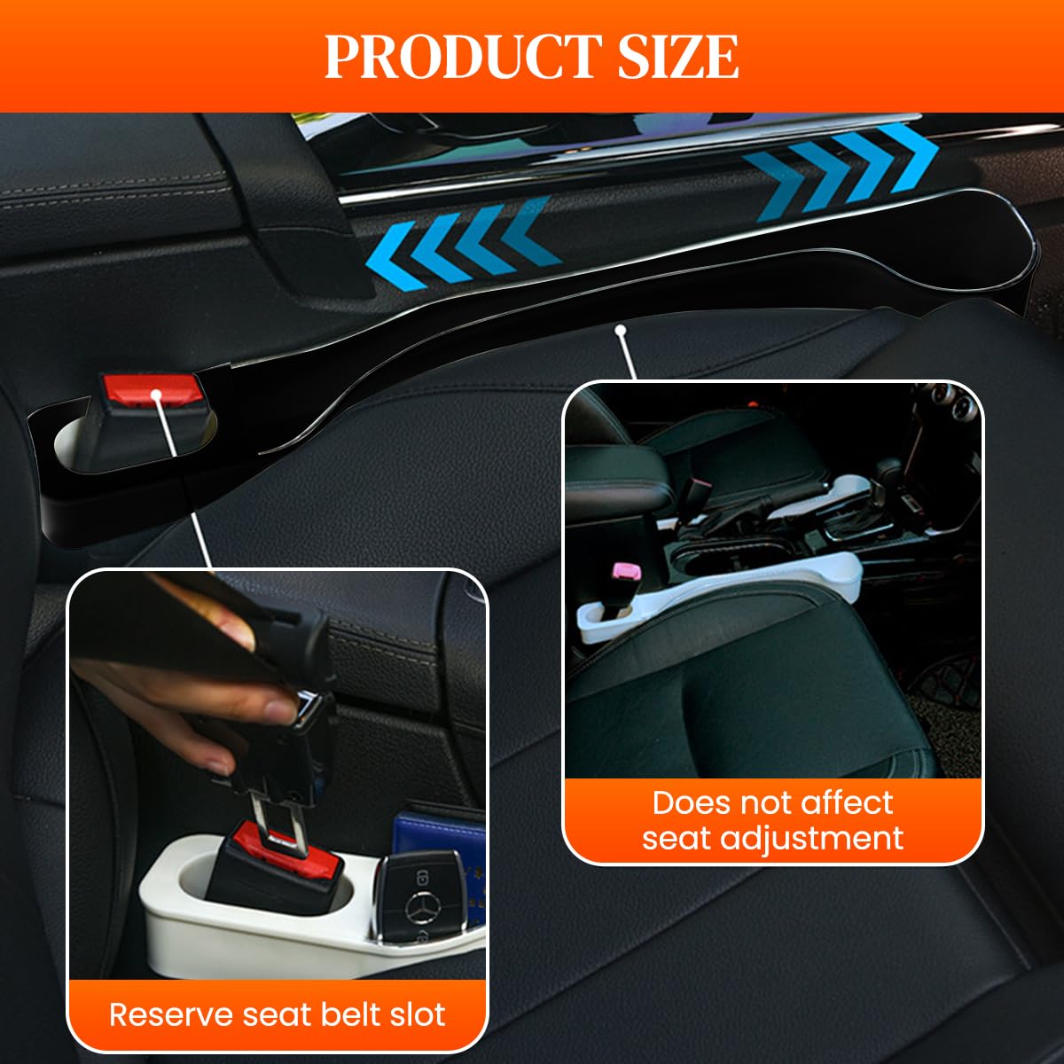 STHIRA Car Seat Gap Filler Organizers with Cup Holder for Small Items 48×8×6cm | Universal Fit