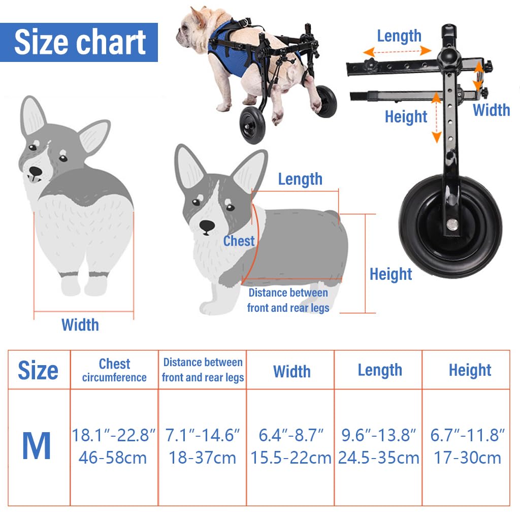 Qpets Dog Wheelchair for Back Legs featuring Double Ring Leash Design and Nylon Frame | Adjustable Fit for Small Disabled Dogs