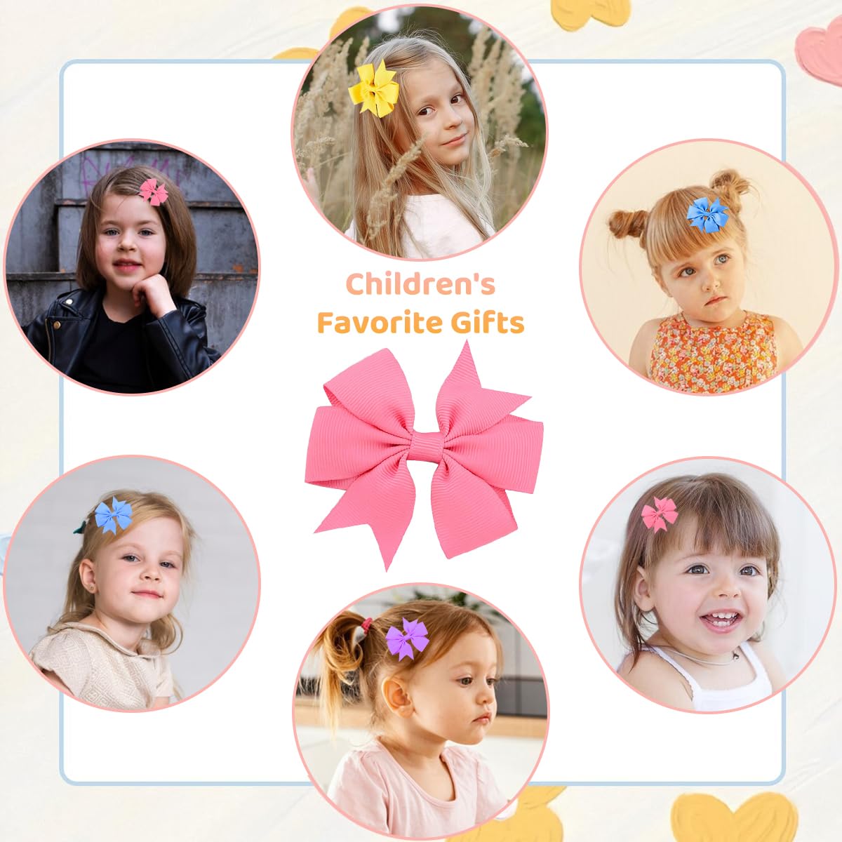 PALAY Hair Bows Alligator Clips for Baby Girls featuring 5in Design and Grosgrain Ribbon | 6pcs Multicolor Set