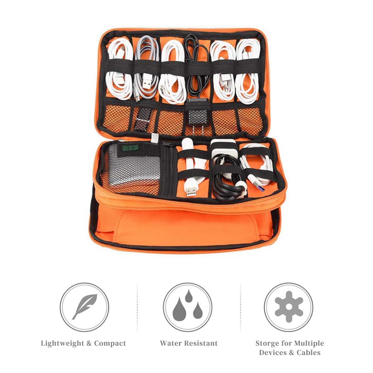 ZORBES Electronics Accessories Organizer Bag for Travel with Triple Layer Storage and Waterproof Oxford Fabric