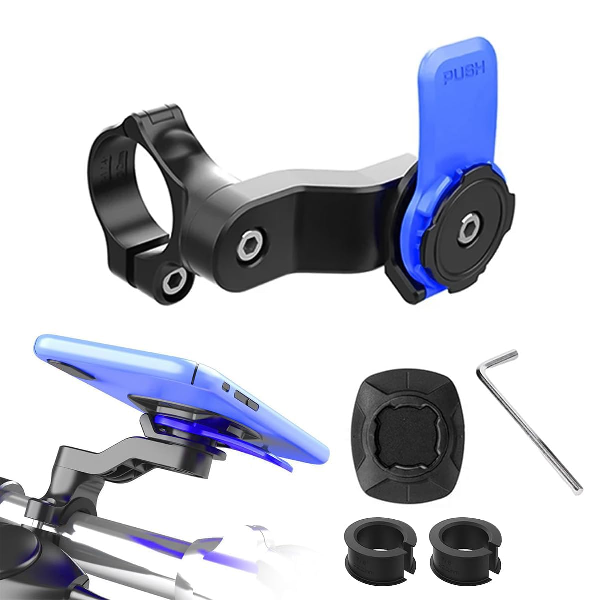 ZORBES Motorcycle Phone Holder for 22.2–28.6mm Handlebars featuring Quad Lock System | Fits 4.7–7.2in Phones