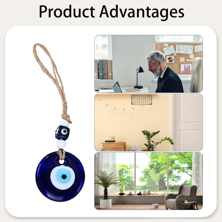 ZIBUYU Evil Eye Car Hanging Ornament for Cars Homes and Offices with Blue Beads | Protective Charm and Decorative Accessory