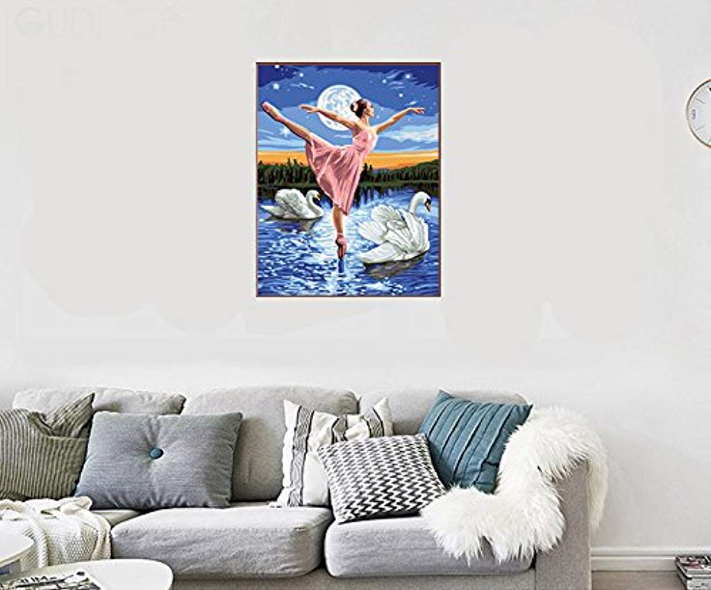 HASTHIP Paint by Numbers Kit for Beginners with Brushes and Pre Printed Canvas | Eco Friendly Acrylic Set for Kids and Adults