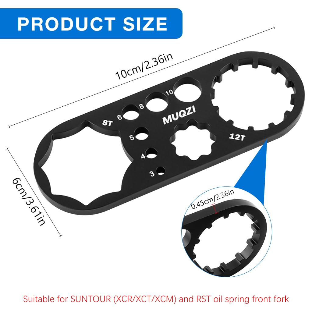 Proberos® Bicycle Fork Cap Wrench 3.93 inches Pocket Multi Wrench Tool Bike Front Fork Shoulder Caps Wrench, Multifunctional  Aluminum Alloy Bike Maintenance Tool Spanner