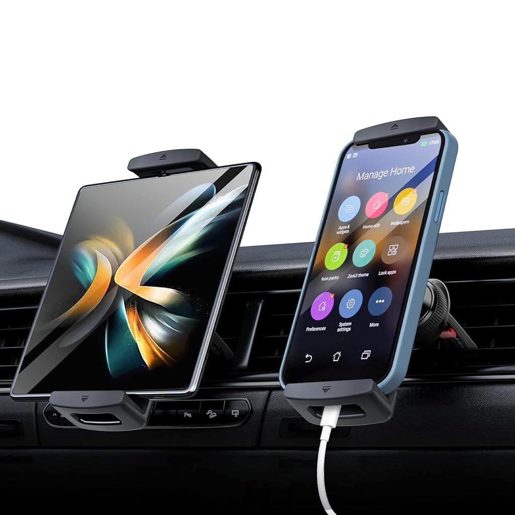 STHIRA Tablet Holder for Car featuring 360° Rotatable Mount fits 6–15 in Devices | ABS and Silicone Secure Vent Clamp