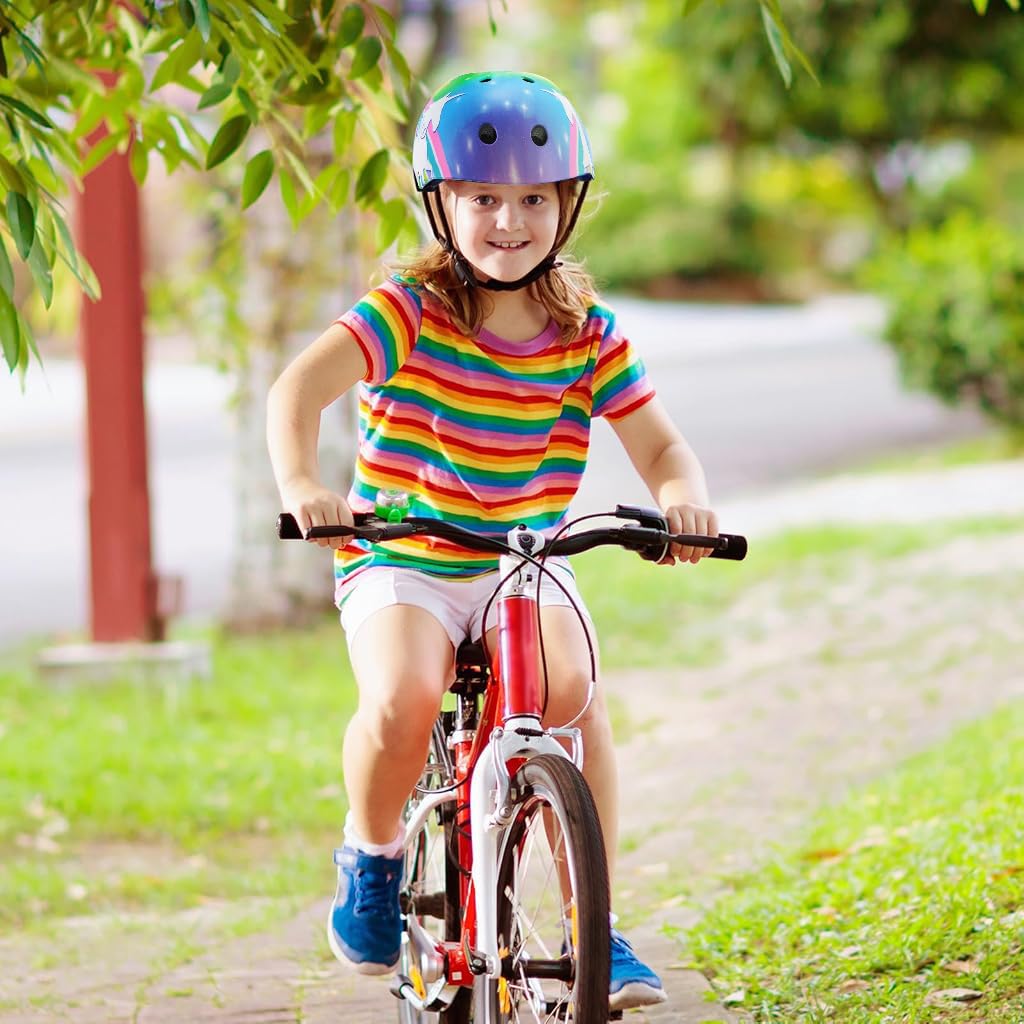 Proberos Bike Unicorn Helmet for Kids 52–55cm with Cushioning Lining and Adjustable Strap | Rainbow Design
