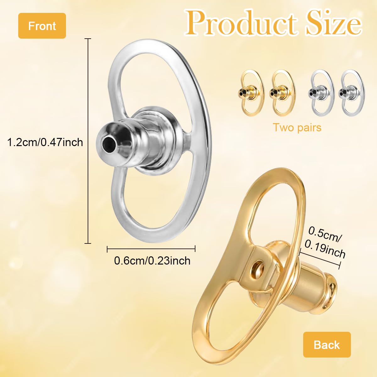 SANNIDHI Earring Supporter for Heavy Earrings with 4Pcs Screw Back Design | White Gold Color