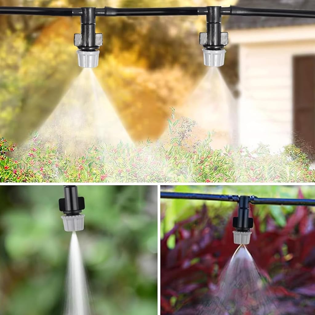 ORTIZA® Automatic Garden Watering System - Slow Drip Irrigation Kit with 10 Tee Connector - Garden Water Dripper for Plant with 10M Long Drip Irrigation Pipe - Outdoor Lawn & Garden Watering Equipment
