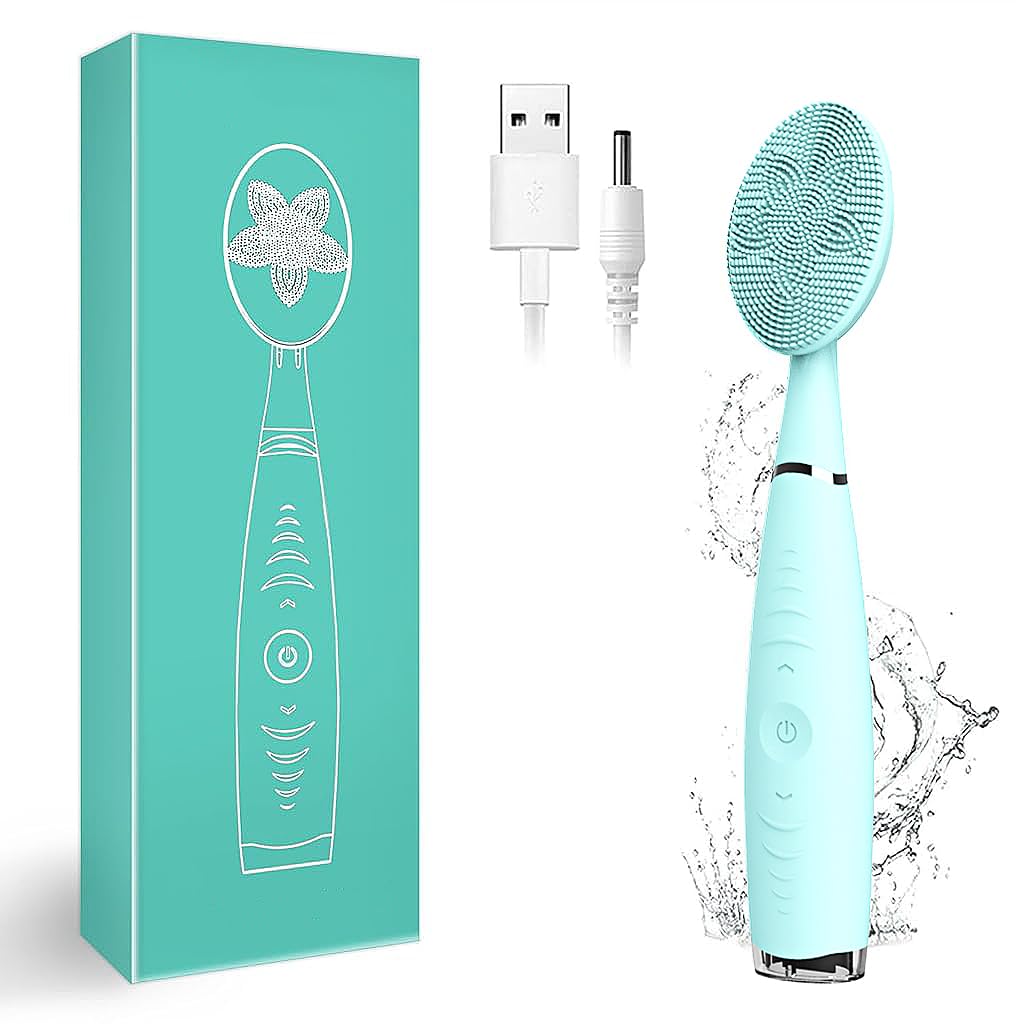 HANNEA Electric Facial Cleansing Brush with 5 Speeds and Dual Bristles | IPX6 Silicone Cleanser