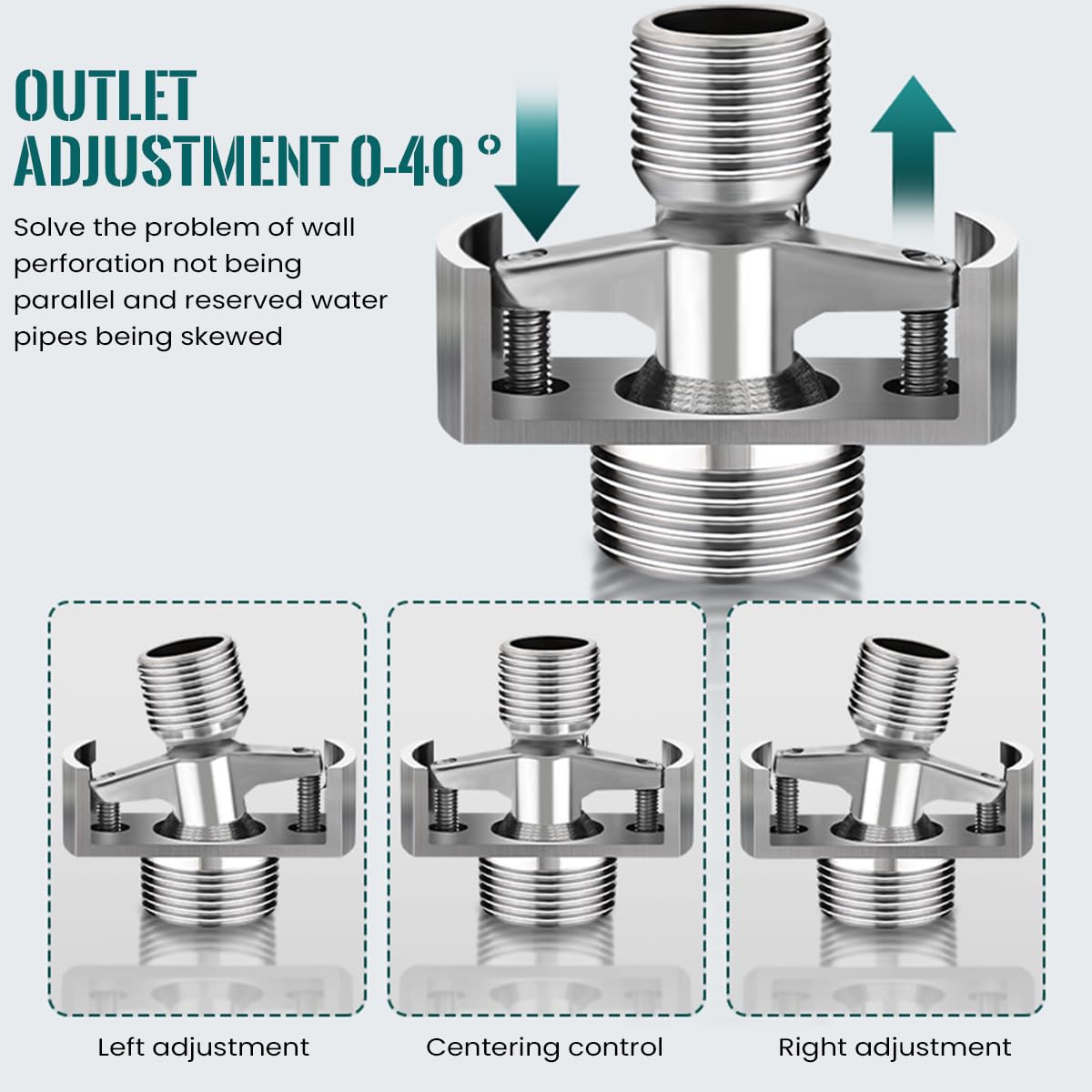 Supvox Shower Retrofit Bracket for Easy Adjustment with Electroplated Copper Silver Finish | Universal Swivel Mounting Adapter