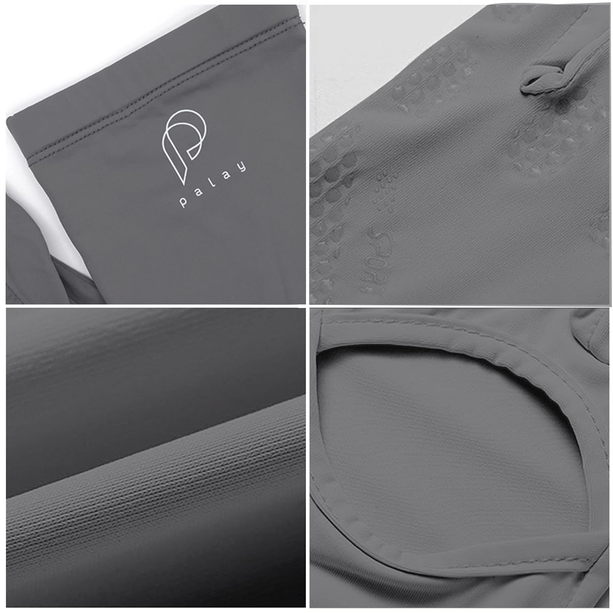 PALAY UV Protection Arm Sleeves for Driving and Cycling with Anti Slip Palm & Ice Silk Fabric | 22.2 in One Size Grey