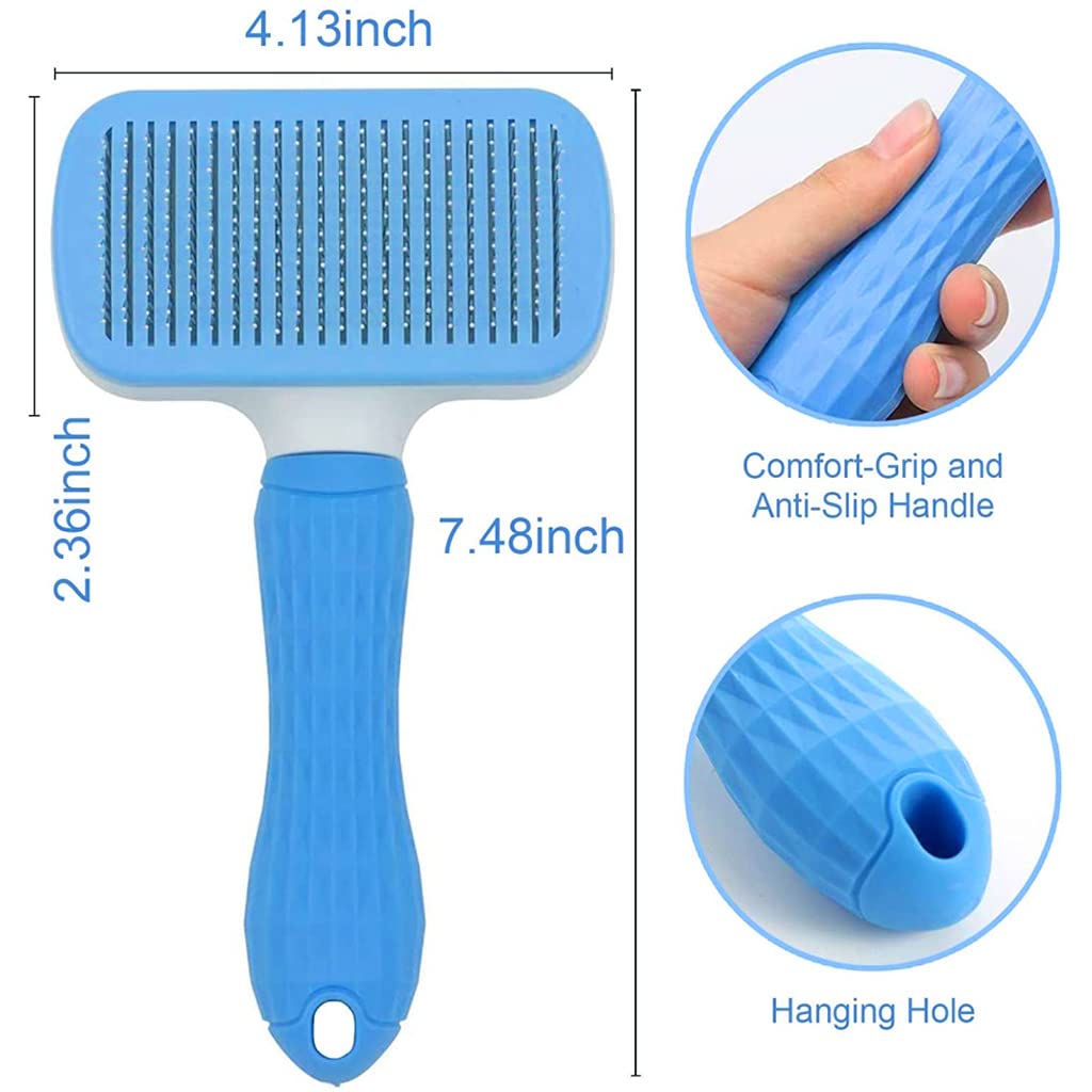 Qpets Slicker Dog Comb for Grooming and Cleaning Loose Fur featuring 7.48 in Head | Blue 2PCS