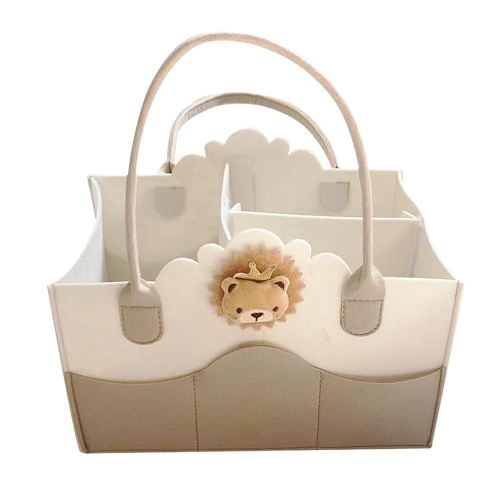 SNOWIE SOFT Baby Diaper Caddy Bag Soft Felt Baby Diaper Bag with Dividing Inserts DIY Layout Caddy Fashion Mommy Bag Portable Diaper Organizer New Born Essentials, 33x23x18cm