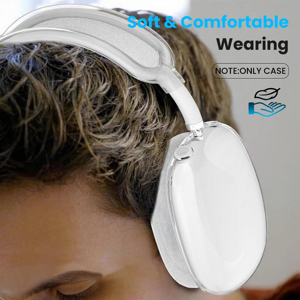 ZORBES Silicone Case Cover for AirPods Max featuring Clear TPU Earcup and Headband Protection