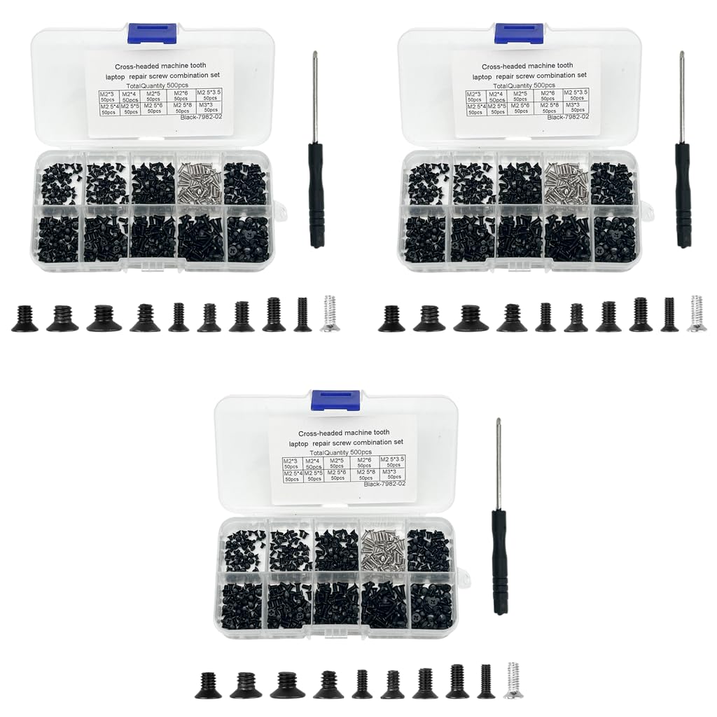 Serplex Phillips Head Screws Kit for Laptop Repair with 1500 pcs and Storage Box | M2 M2.5 M3 Sizes