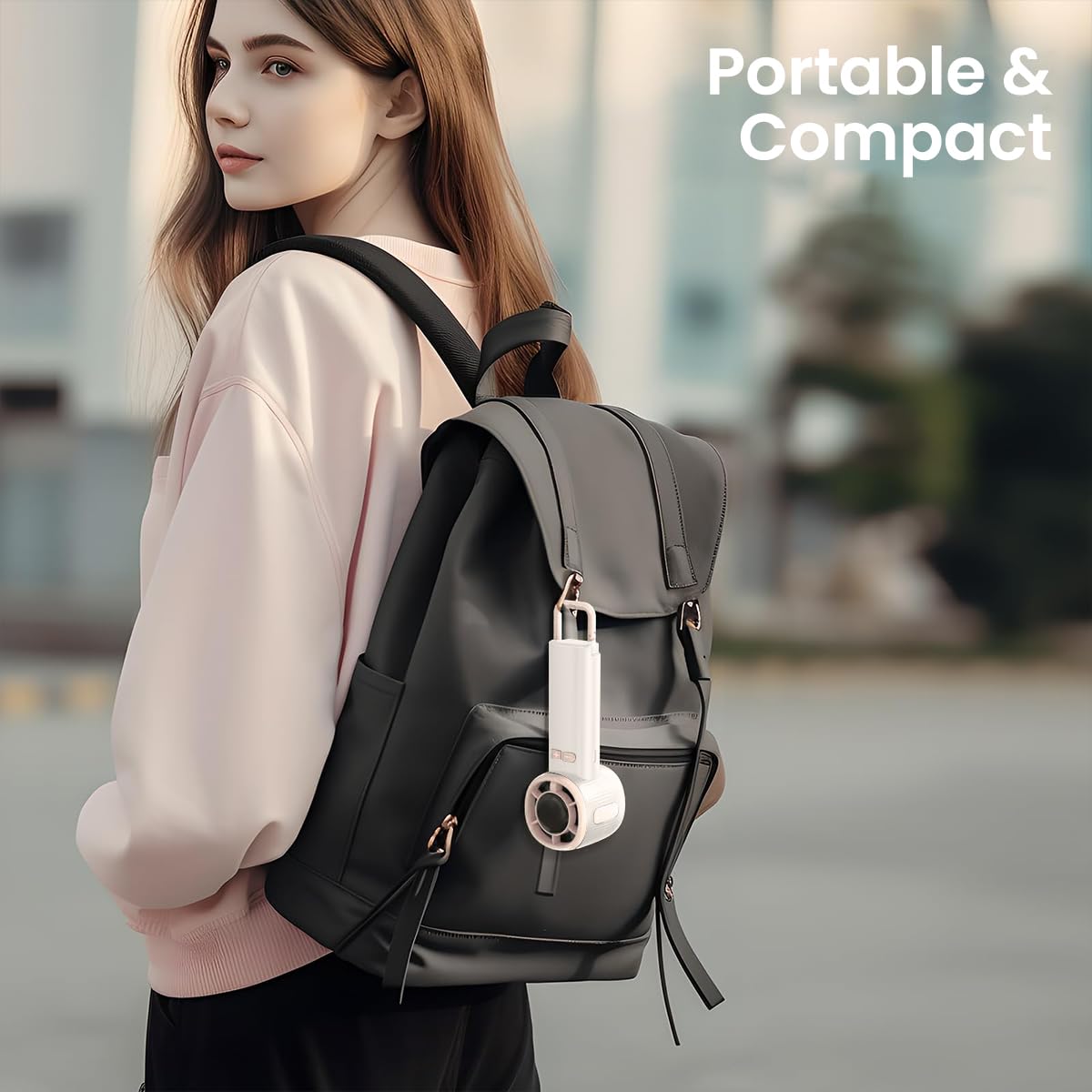 Verilux USB Handheld Fan for Travel and Hiking featuring Stepless Airflow with Digital Display