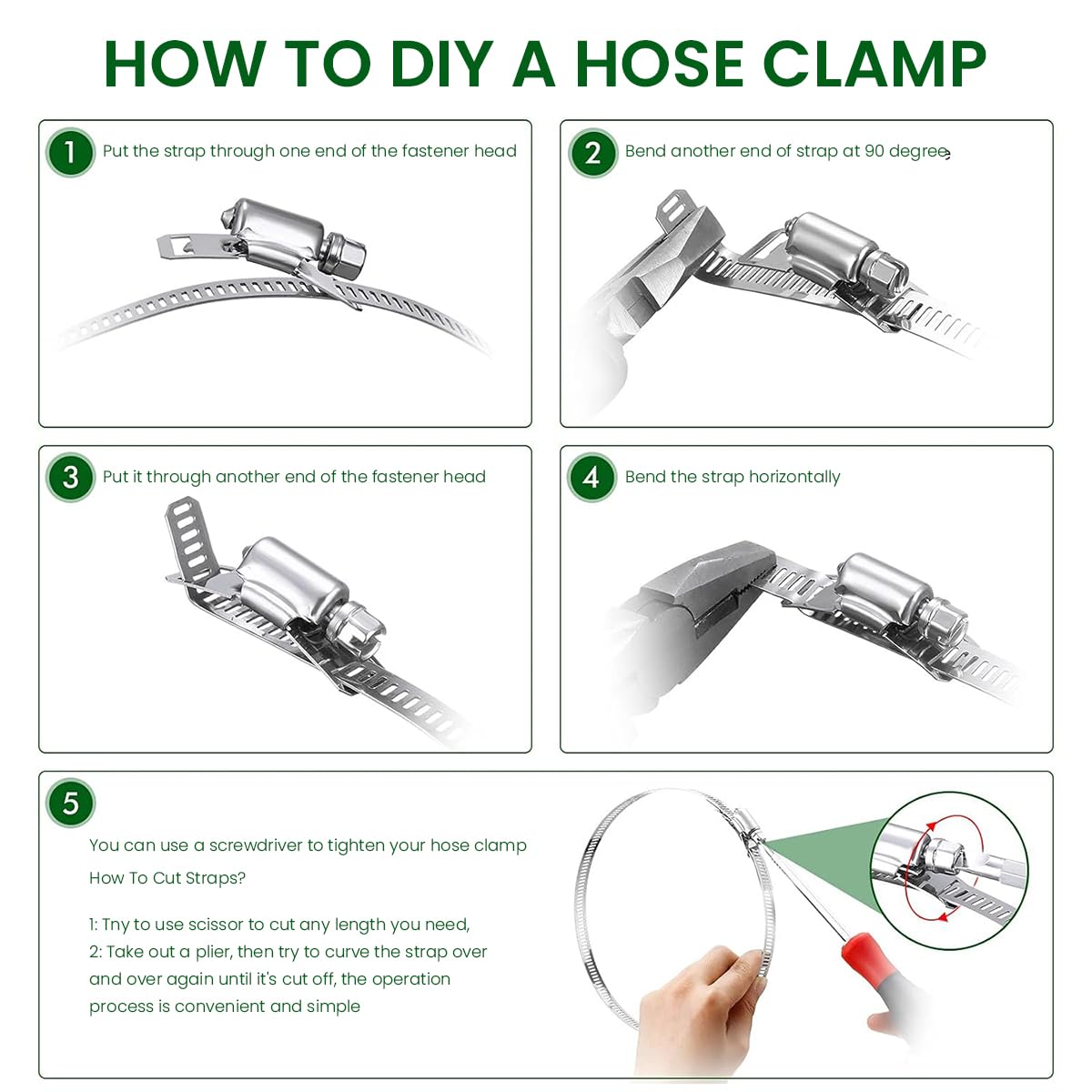 Serplex Hose Clamp Roll for Plumbing and Pipe Repair | 32.8ft 304 Stainless Steel with 12 Bolts