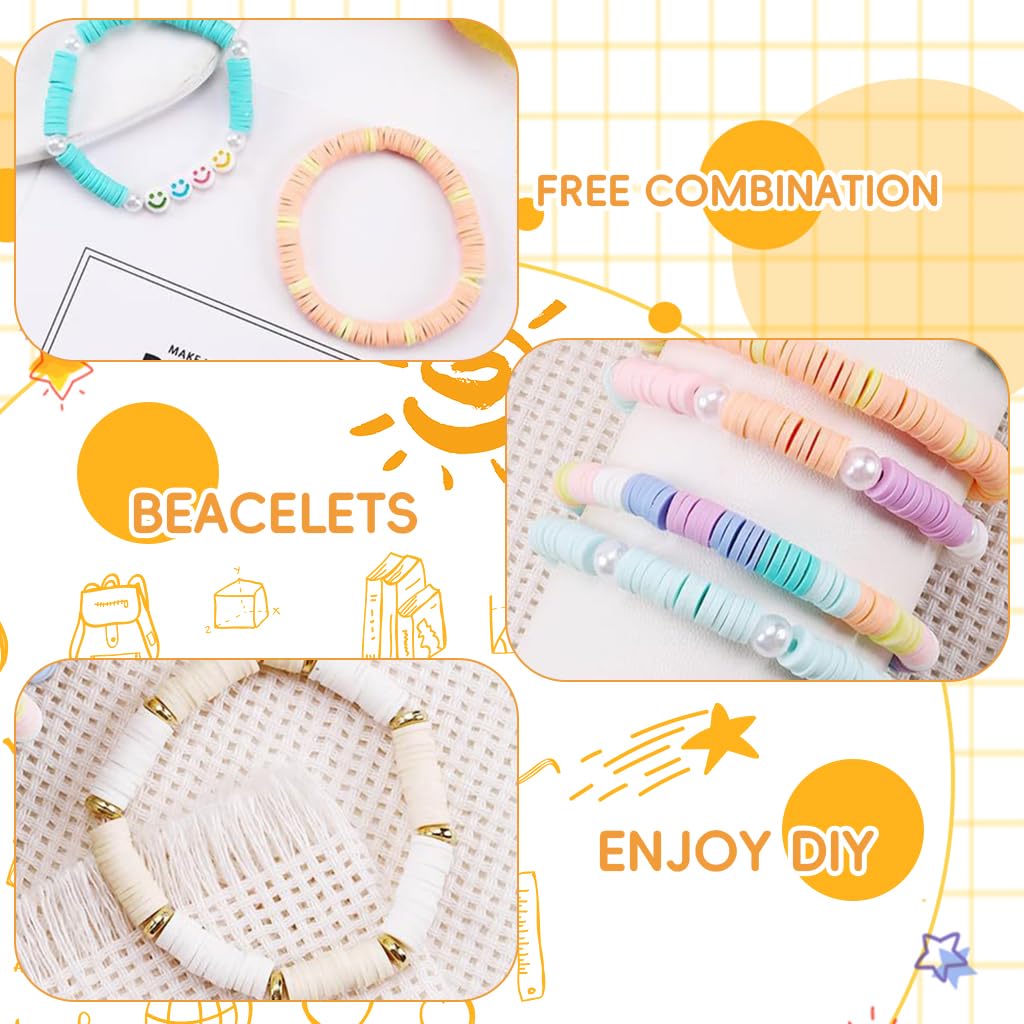 SANNIDHI 3860pcs Clay Beads Letter Beads Kit for Bracelet Making 8-Color Clay Beads Heart Smile Face Beads Spacer Beads DIY Jewelry Making Beads Kit with Scissors, Tweezer, Crystal Lines