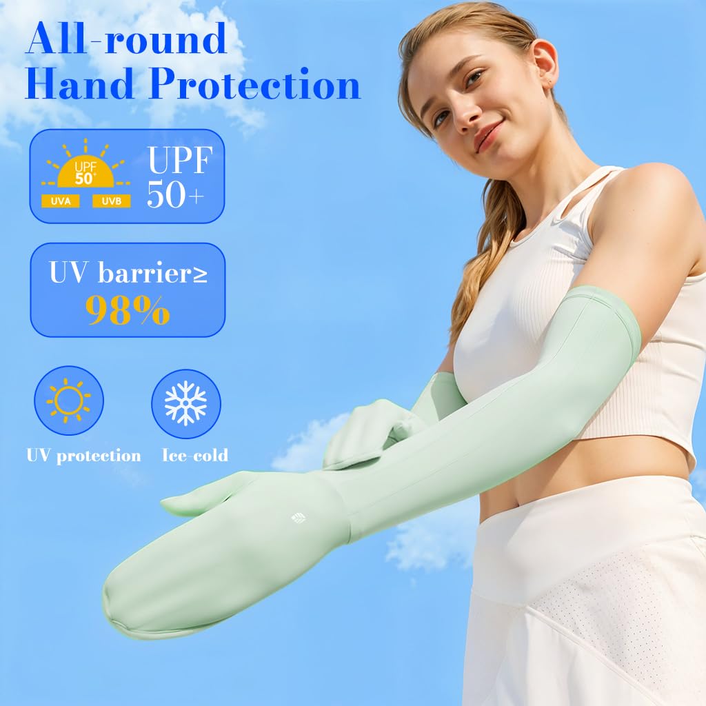 Venzina UV Sun Protection Arm Sleeves for Outdoor Sports with UPF 50+ & Anti Slip Band | Cooling Nylon Ice Silk Design for Women Girls