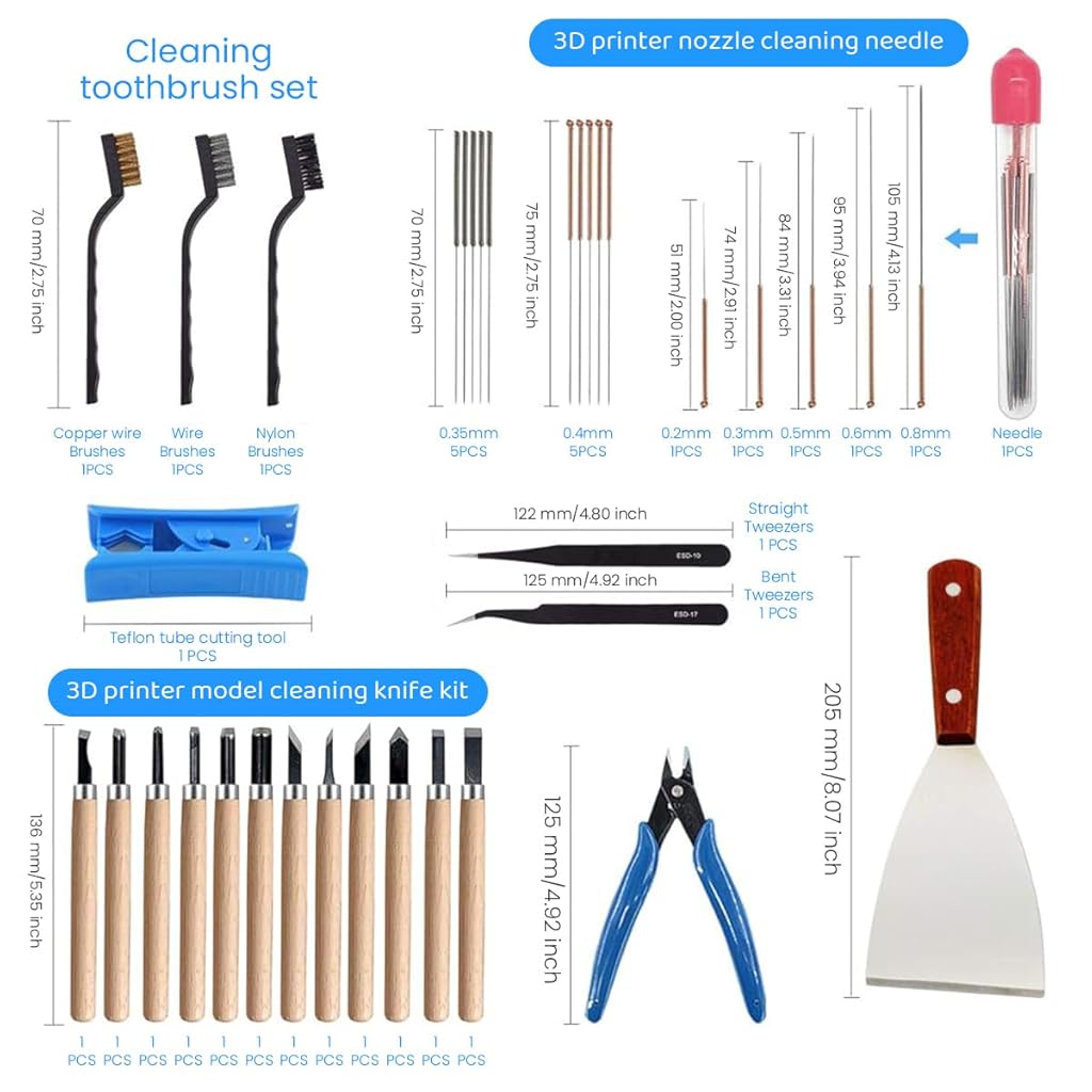 Serplex® 35pcs 3D Print Tool Accessories Kit includes Debur Tool, Cleaning, Finishing and Printing Tool, 3D Print Accessories for Cleaning, Finishing and Printing 3D Prints