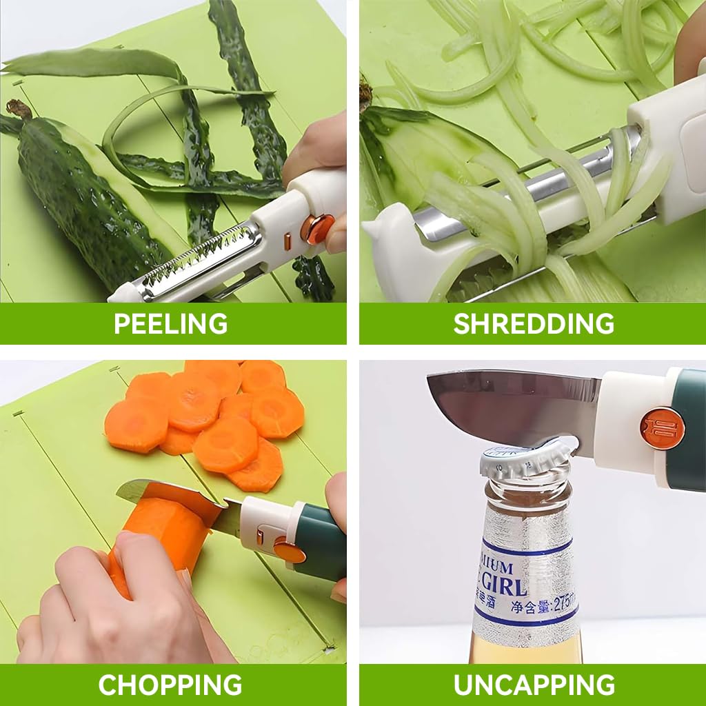 HASTHIP 4 in 1 Fruit Peeler for Kitchen Use with Dual Head Design and 7.8 in Portable Body | Stainless Steel Blades