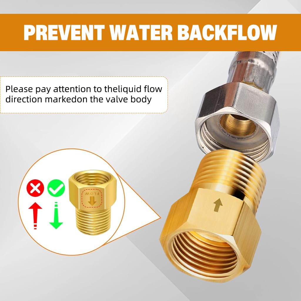 Serplex Brass Check Valve for Water & Gas Systems with 1/2 in NPT Threads | Leak-Free One-Way Design