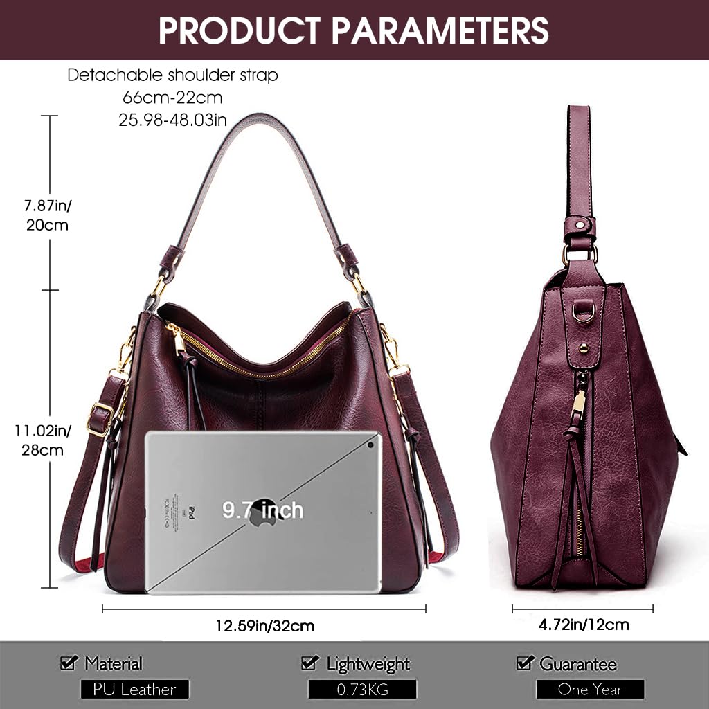 PALAY Tote Bag for Women with Large Capacity and Detachable Straps in Purple | PU Leather