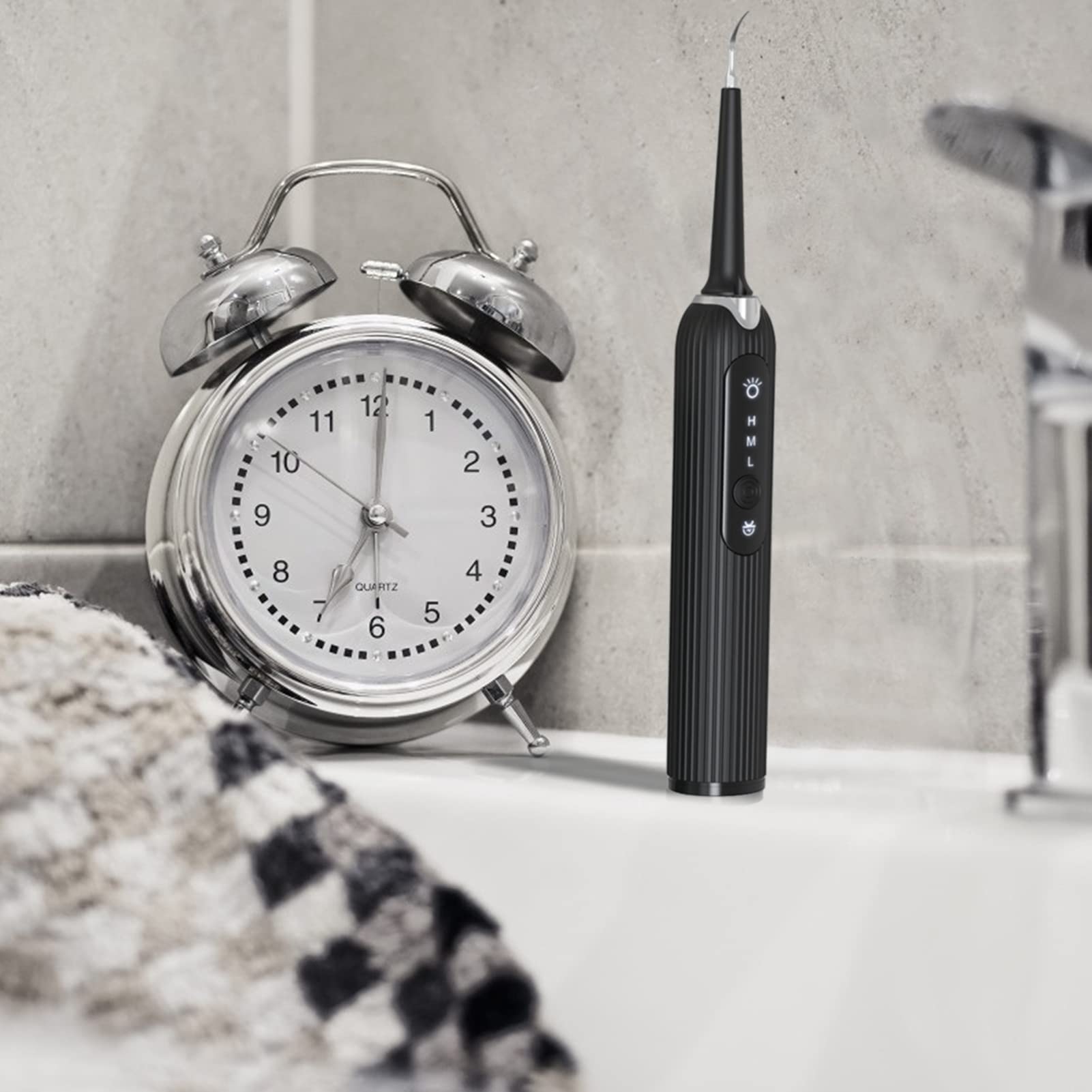 HANNEA Teeth Cleaner Kit with 3 Modes and 4 Heads featuring Sonic Vibration & LED Light