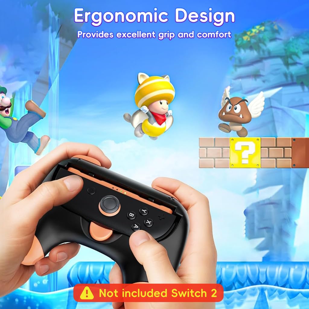ZORBES Controller Grips for Nintendo Switch 2 Joy‑Cons with Snap‑In Design and ABS Build | 2 Pack Ergonomic Handles