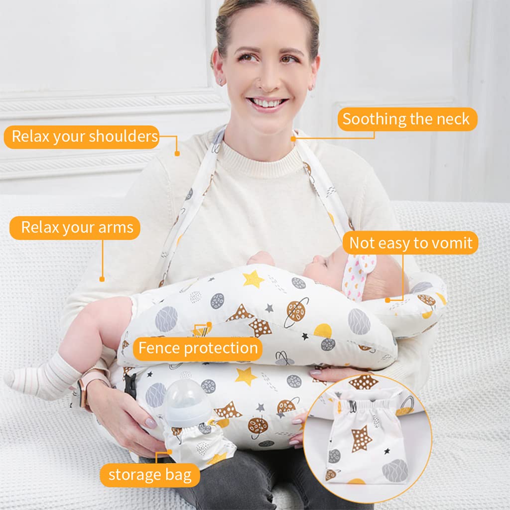 SNOWIE SOFT Baby Feeding Pillow for Mom with Adjustable Headrest and Cotton Cover | Washable Nursing Support Cushion
