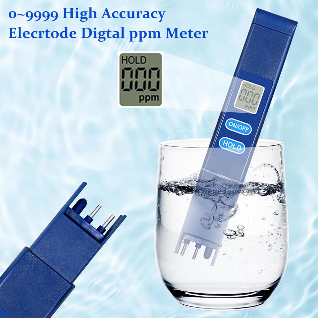 HASTHIP TDS Meter for Pool and Drinking Water with 0-9990ppm LCD Display and Alloy Probes