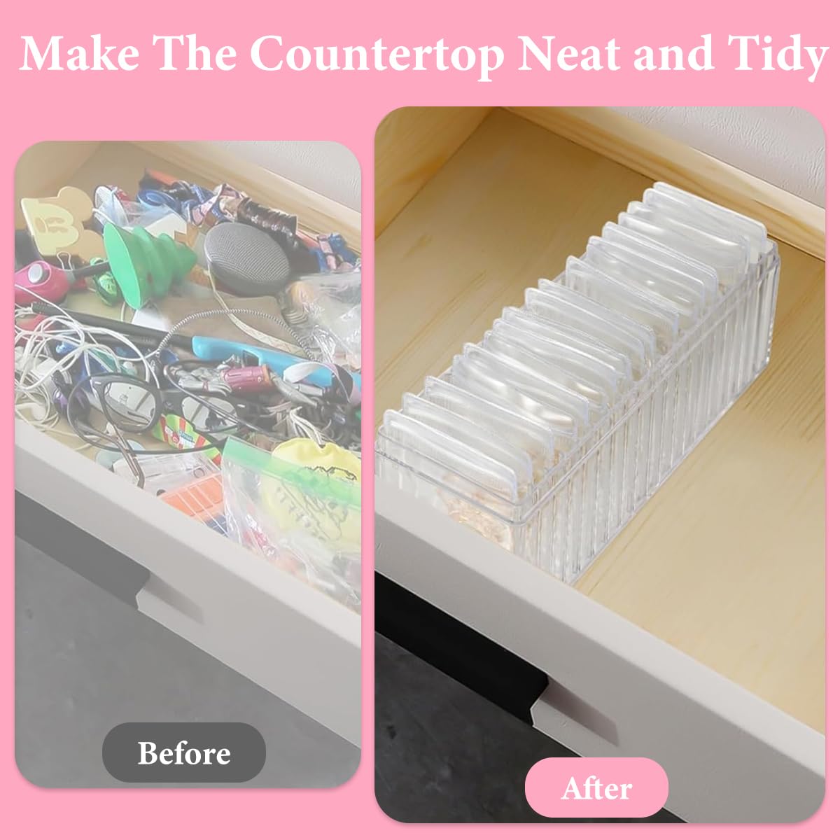 MAYCREATE Jewellery Organisers Box for Travel with 40 Anti Tarnish PVC Pouches | Acrylic Storage Case for Women