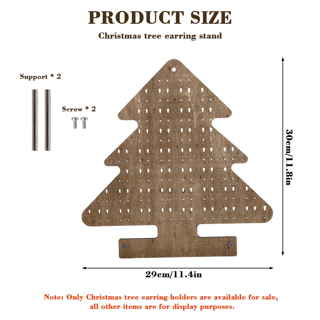 HASTHIP Wooden Earring Jewelry Organizer for Dresser with 30x29cm Tree Display | Space-Saving Storage Rack
