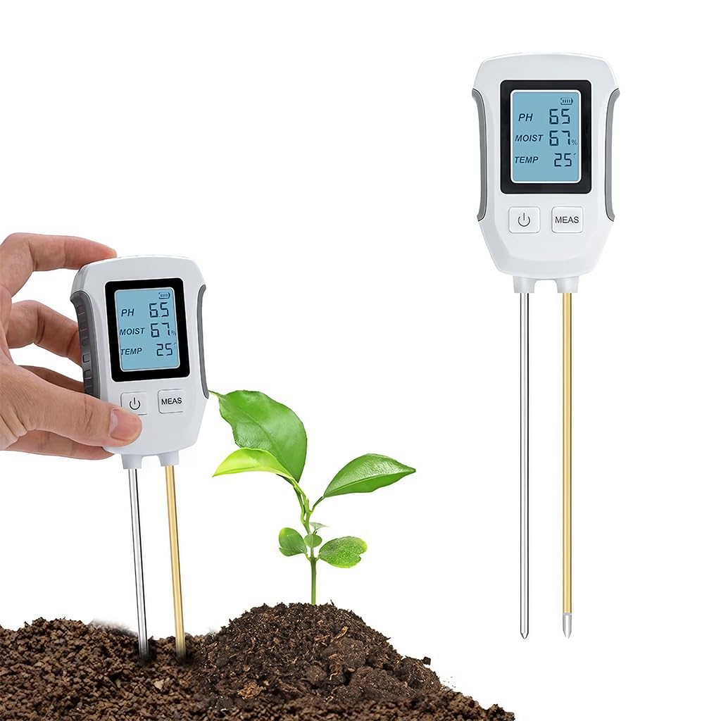 HASTHIP® Soil Meter 3 in 1 Professional Dual Probes Soil Meter for Moisture /Temp/PH LCD Digital Soil Moisture Meter Precison Agriculture Soil Meter (without Battery)