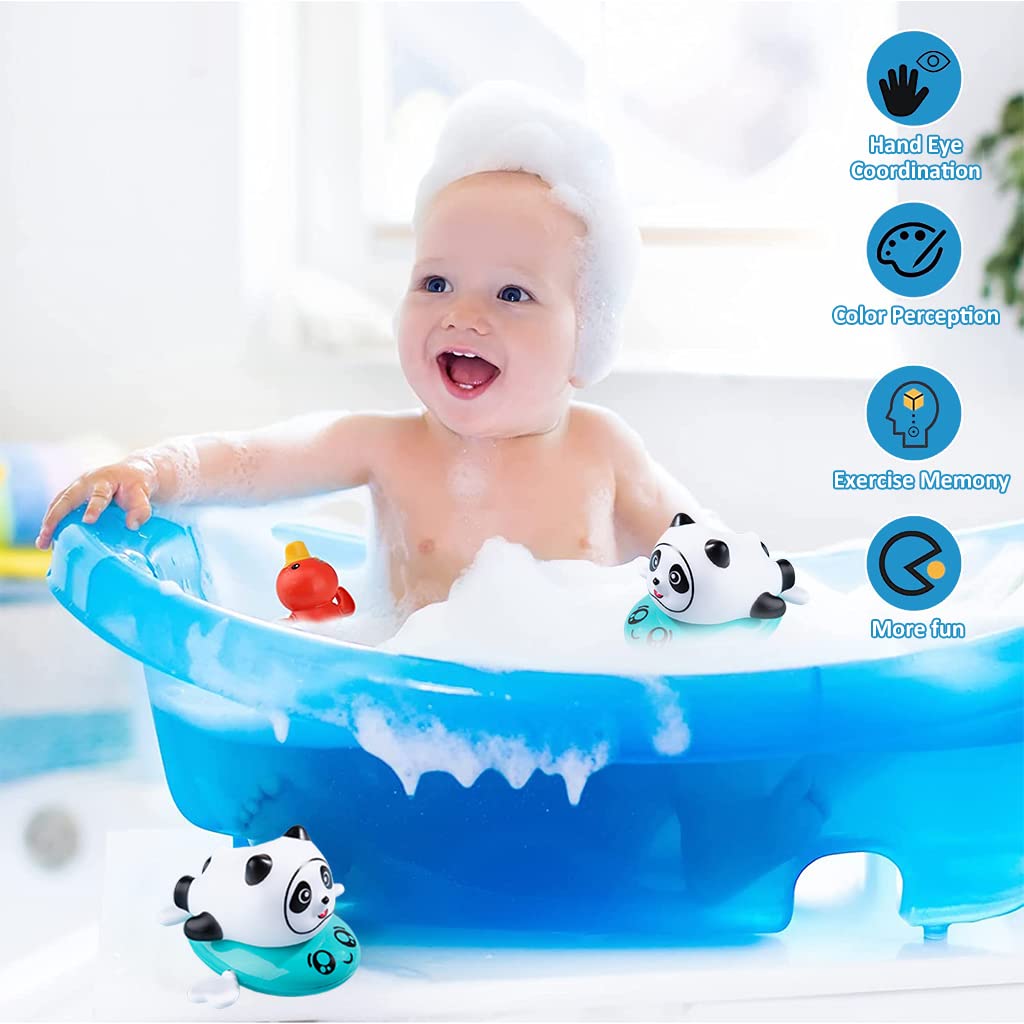 PATPAT® Baby Bath Toys for 0-3 Years, Cute Panda Spray Water Toys for Kids Bath, Bathing Swimming and Floating Toys for Boys&Girls, Shower Toy for Toddler Bathtime, Bathroom Moving Toy Gift for Kids