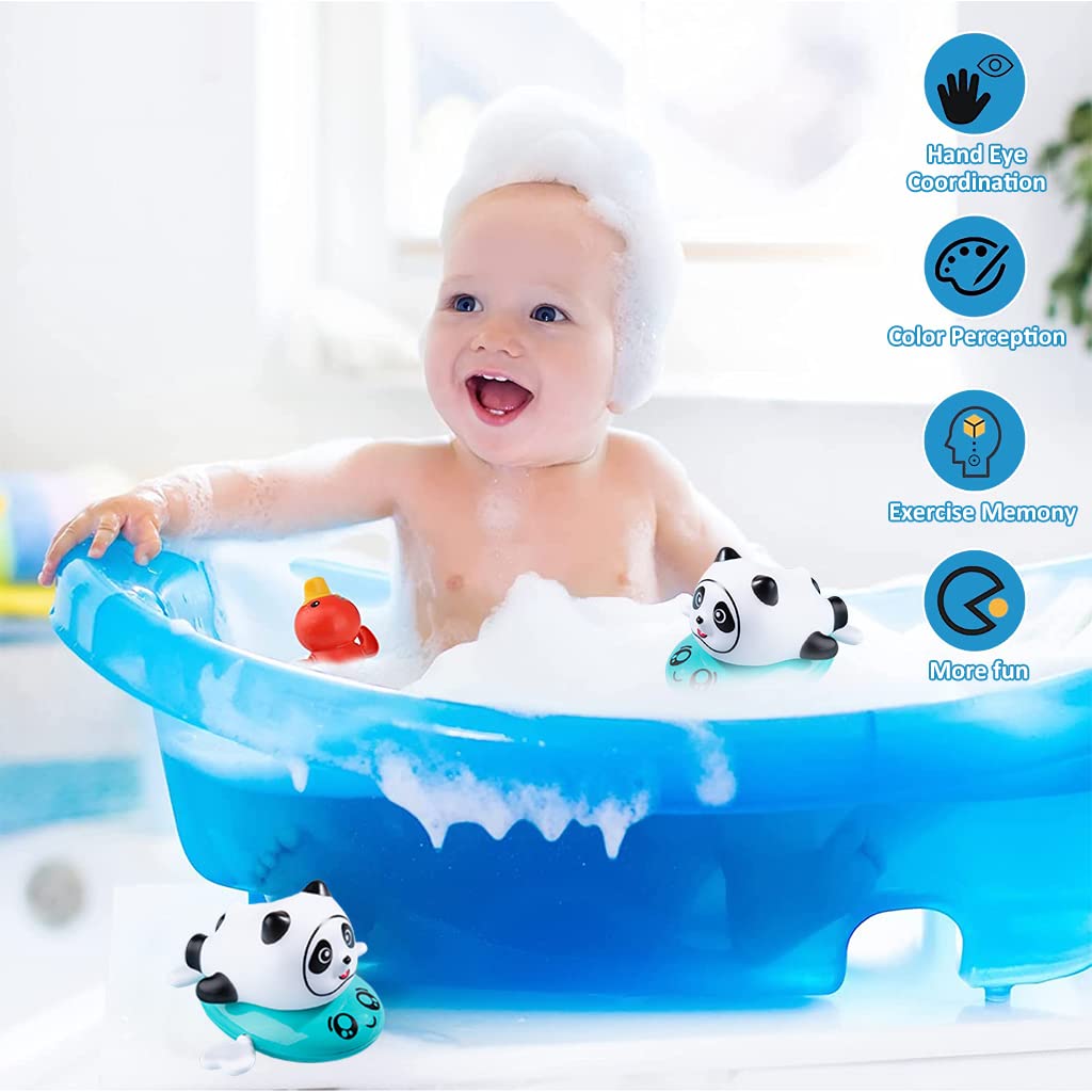 PATPAT Baby Bath Toys for 0 3 Years with Wind Up Swimming Panda and BPA Free ABS Design