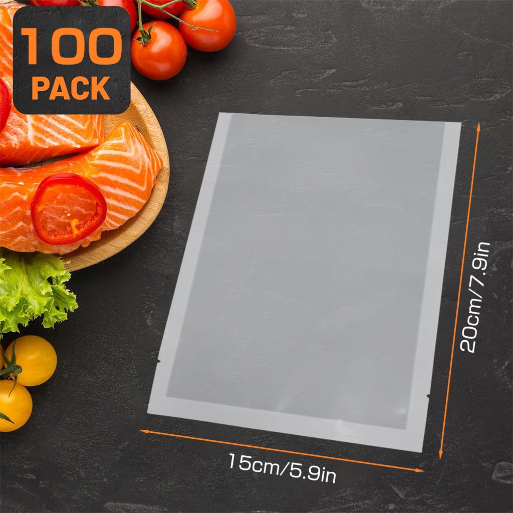 HASTHIP Vacuum Sealer Bags for Food Storage with Puncture Resistant Design 100 pcs 5.9 x 7.8 in | BPA Free PE PET Material