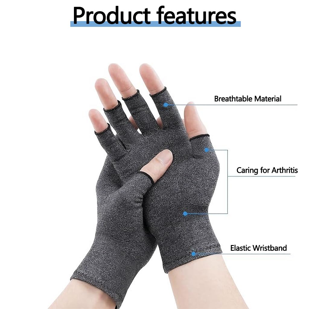 Zibuyu Arthritis Compression Gloves for Pain Relief with Ergonomic Fingerless Fit | Bamboo Fabric Comfort for Day and Night Use