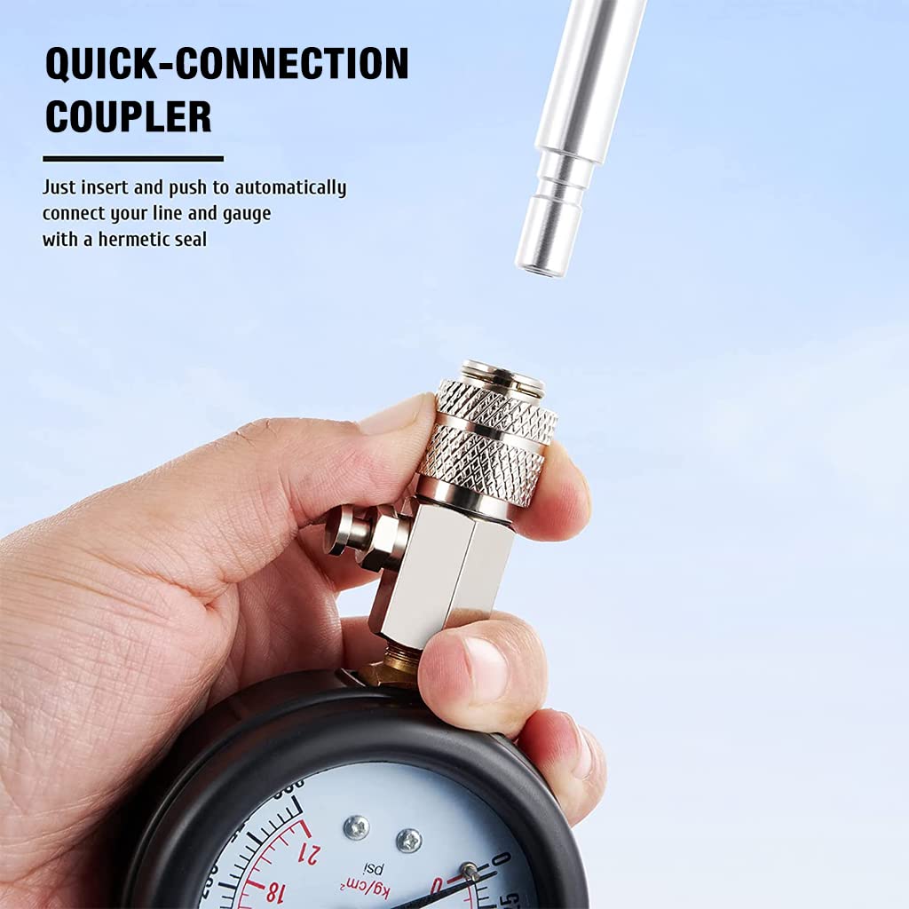 STHIRA Diesel Engine Compression Gauge Tester with 300PSI Gauge and 4 Adapters for Car Truck | Portable Cylinder Pressure Test Kit