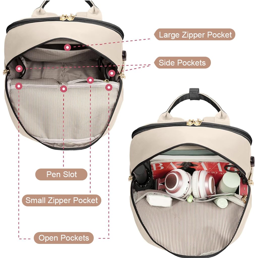 PALAY Laptop Backpack for Travel and School with USB Charging Port and Oxford Cloth | 15.6 Inch Women’s Fashion Contrast Design