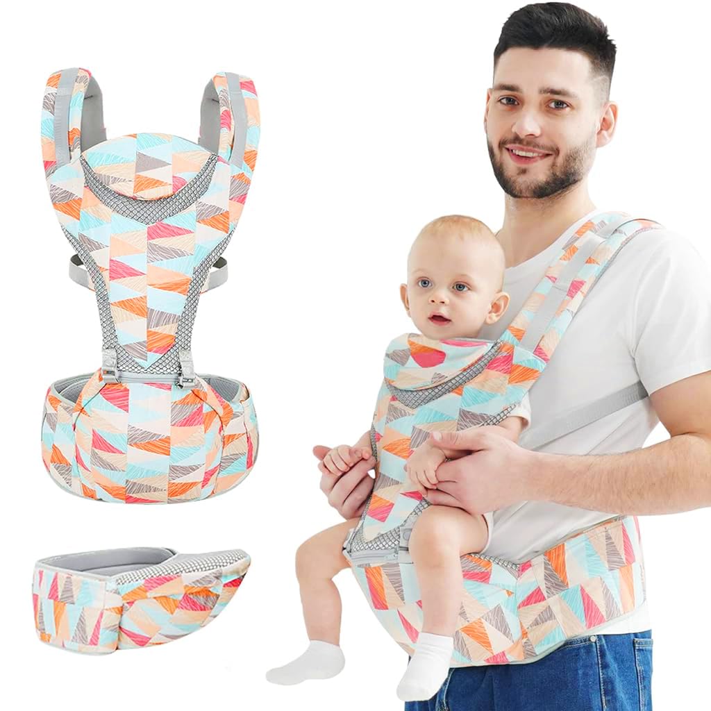 SNOWIE SOFT 6 in 1 Baby Carrier with Lumbar Support for Baby with Pockets and Bib, 360 All-Position Baby Wrap Carrier Front and Back Backpack Carrier for Newborn Infant Toddler Unerder 30kg