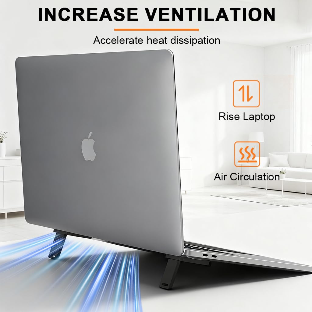ZORBES Portable Invisible Laptop Riser Stand for MacBook and Tablet with Folding Self-Adhesive ABS Design