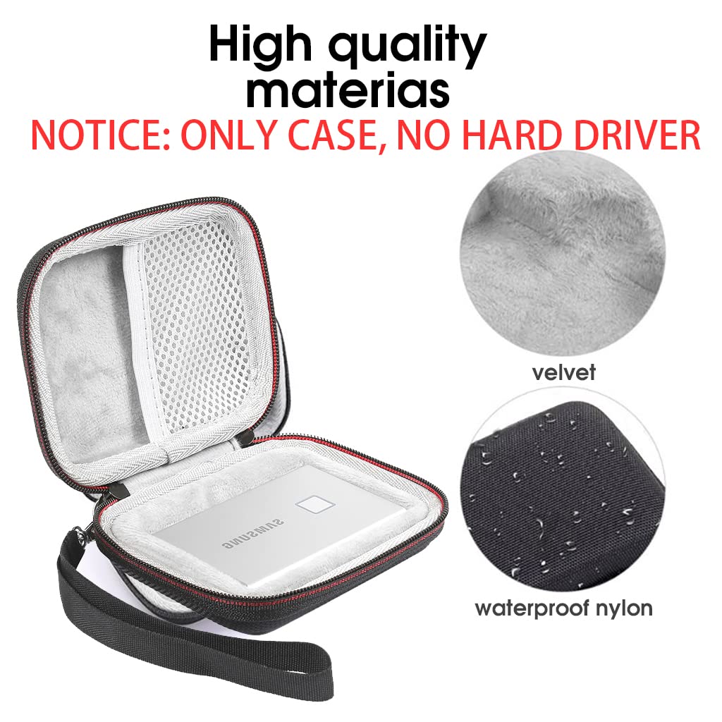ZORBES Storage Bag for Samsung T7 Touch Portable SSD with Handstrap Black 2PCS | 14×10×3.5cm Shockproof Travel Organizer