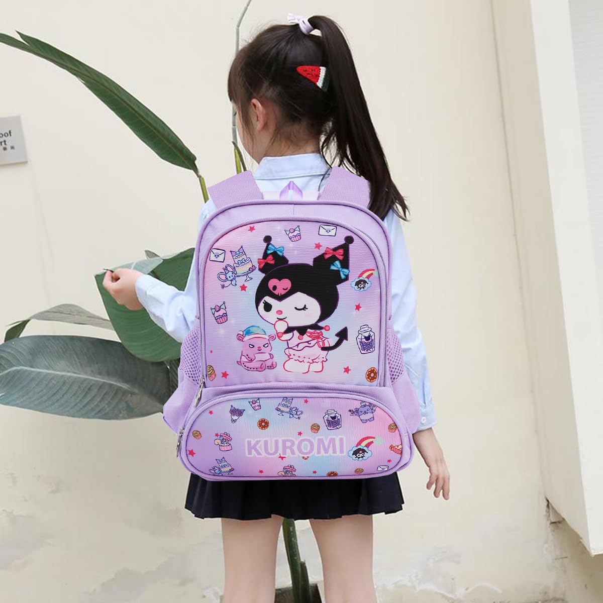 Fancyku School Backpack for Girls with 30×14×33cm Multi Compartment Design and PU Leather | Cute Cartoon Gift for Kids