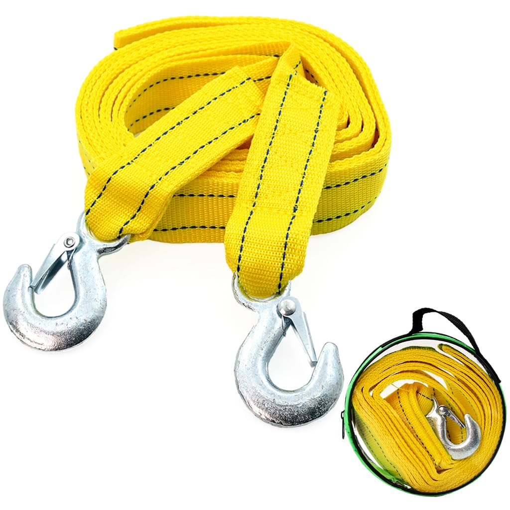 STHIRA Car Towing Rope for Vehicle Recovery with Quick Release Snap Hook | 13ft 5-Ton Polyester Strap