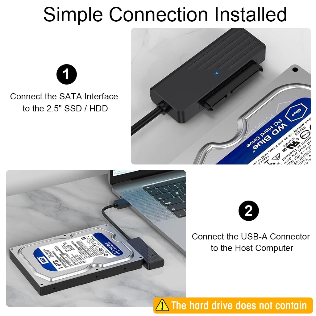 ZORBES® SATA to USB 3.0 Adapter, USB to SATA Adapters 2.5" SSD to USB SATA III Hard Drive to USB Adapter Cable, USB A SATA Cable External Converter Compatible with2.5 Inch HDD and SSD Data Transfers