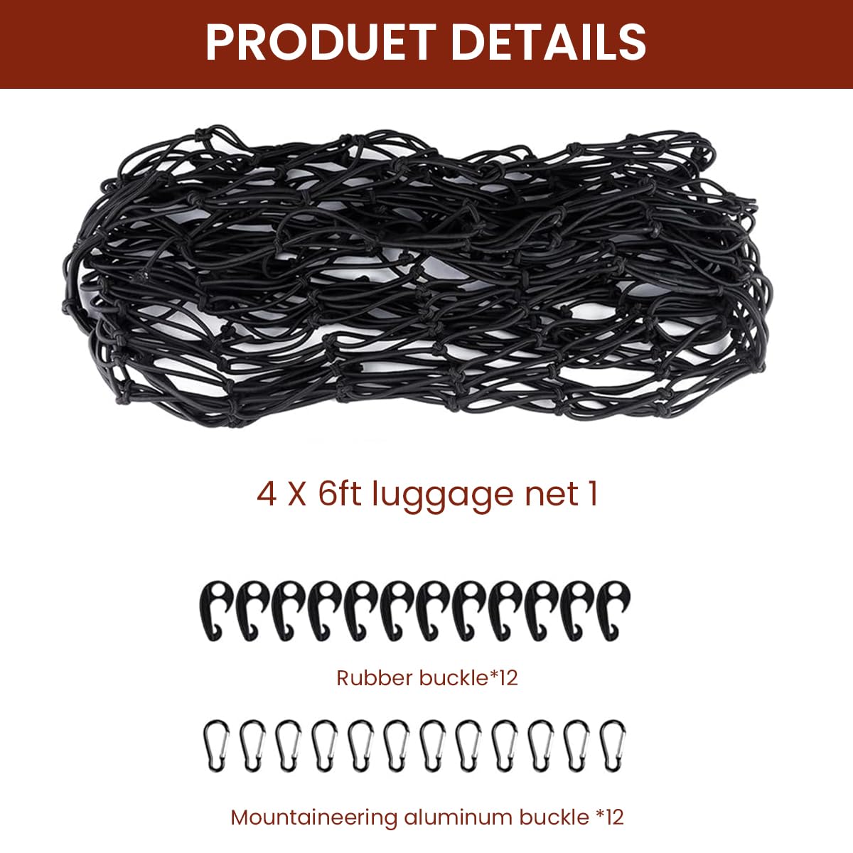 STHIRA Elastic Cargo Net for Vehicles 47.2x35.4 in with 12 Hooks and Carabiners | Weather-Resistant Mesh for Trucks and SUVs
