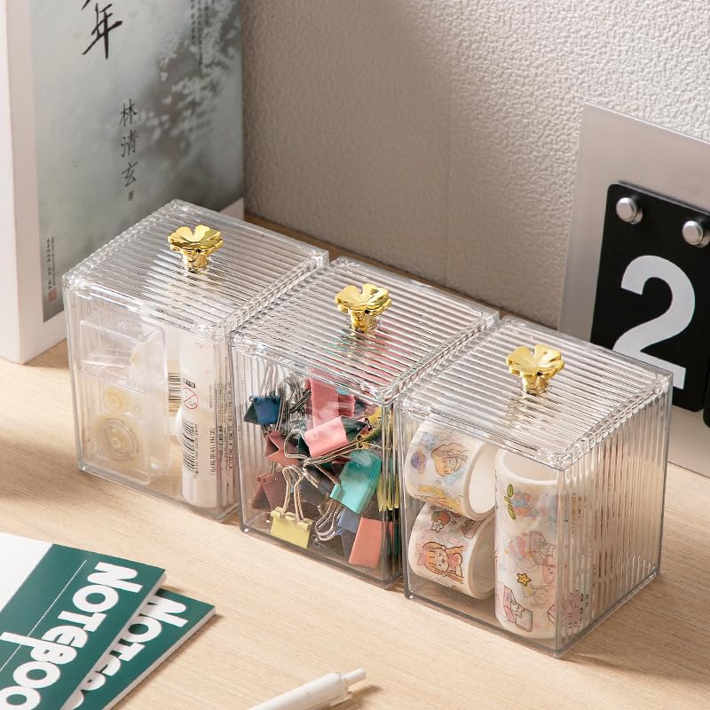 HASTHIP® 2 Pack Holder Dispenser Clear Bathroom Organizer Jar Cotton Swab/Pad/Ball Holder Cosmetics Storage