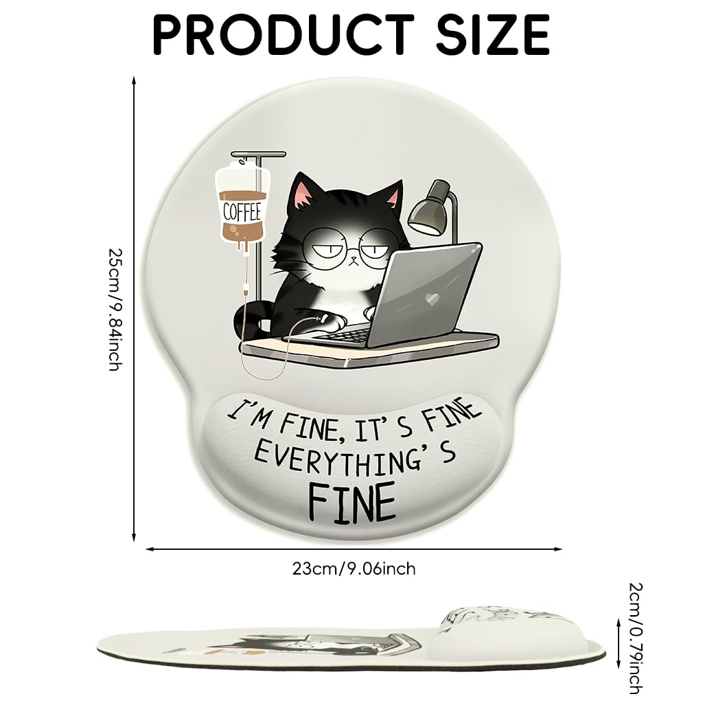 ZORBES Mouse Pad with Wrist Support for Office and Home featuring Soft Gel Rest | Funny Cat Motivational Design