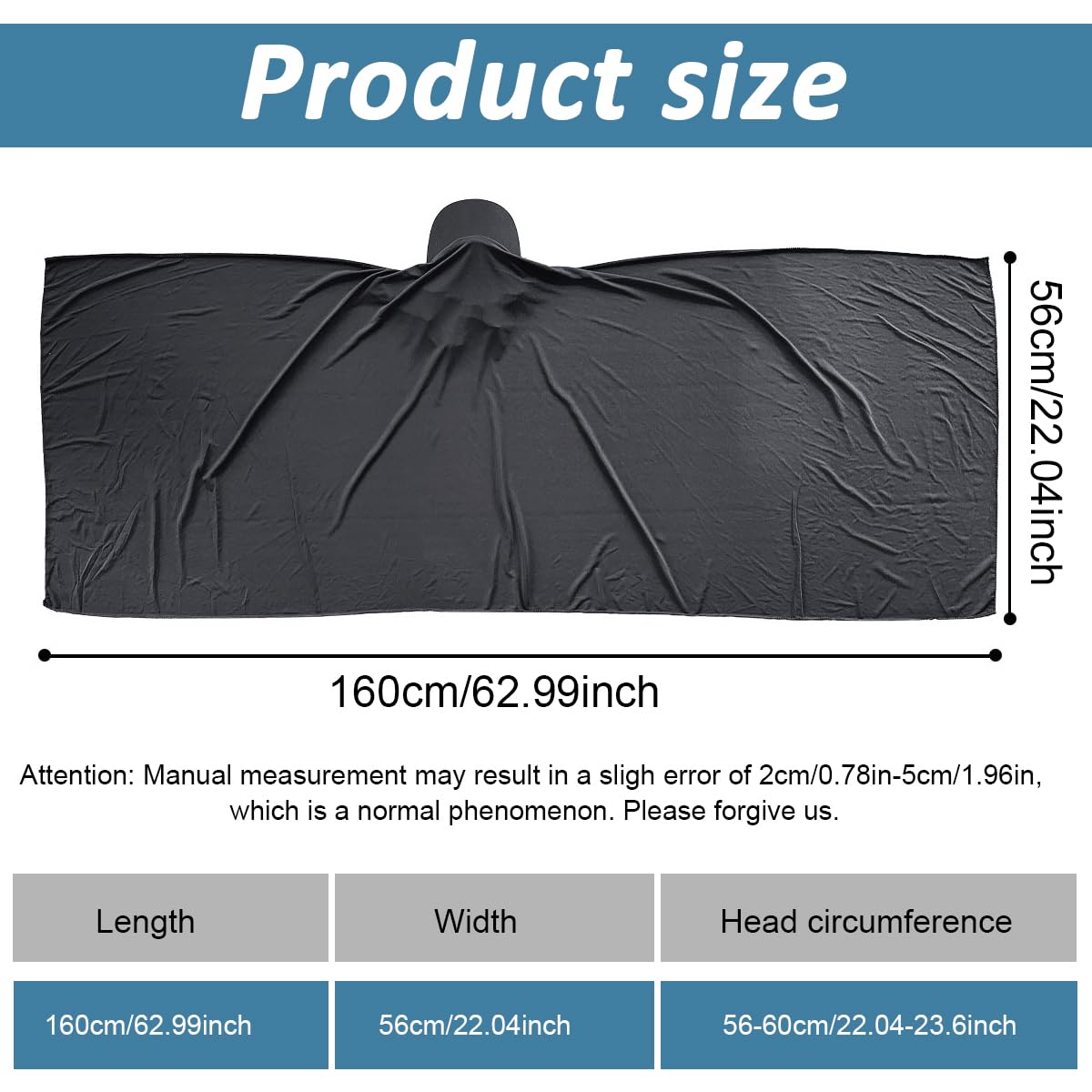 PALAY Hijab Scarf for Sun Protection with 62.99 x 22 in Coverage | Black Chiffon Wrap